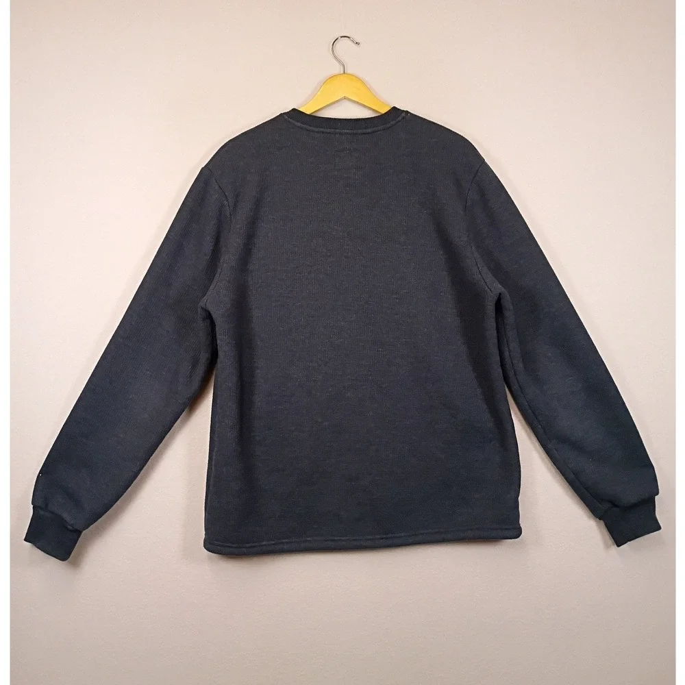 Gorpcore Coleman Mens Medium Blue Sherpa Lined Waffle Knit Henley Pullover